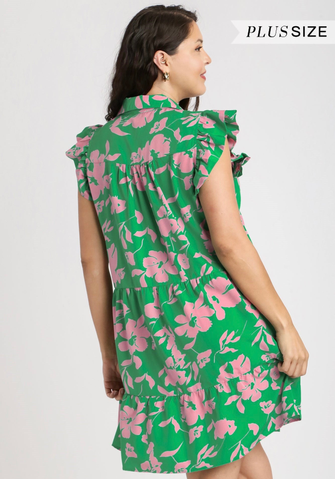 Plus Floral Print A-Line Tiered Dress