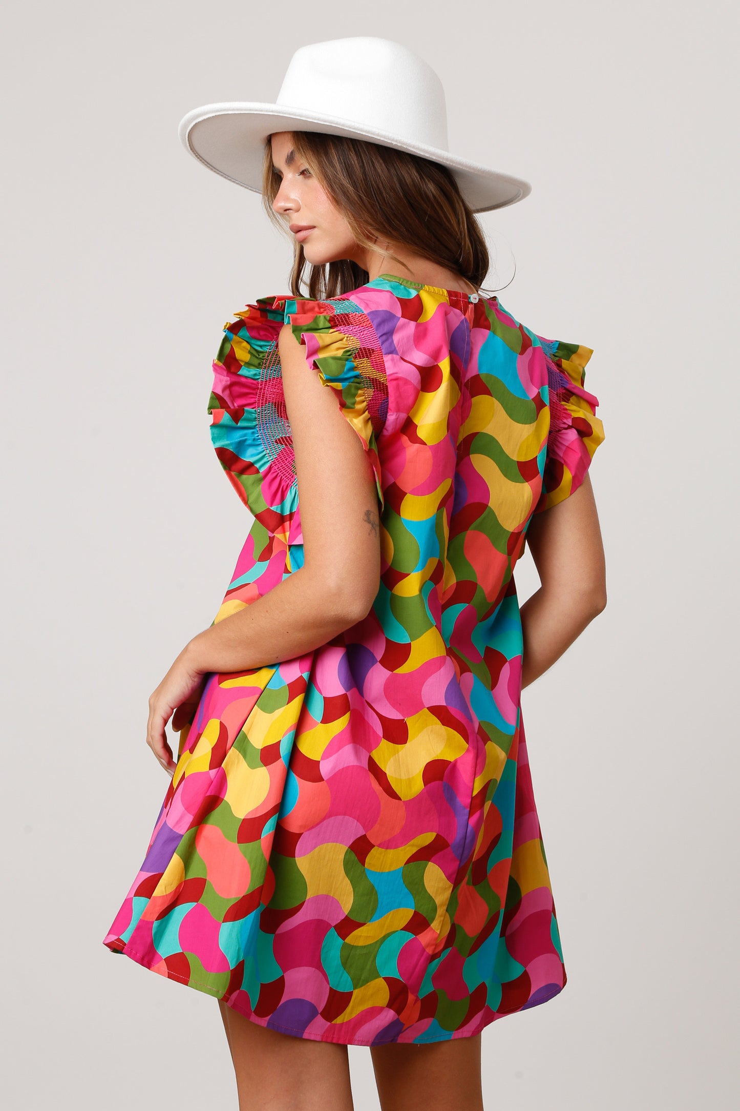Geometric Print Poplin Dress
